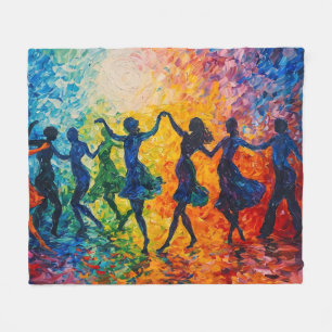 Colourful Silhouettes Dancing Fleece Blanket