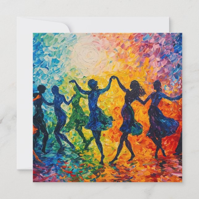 Colourful Silhouettes Dancing Invitation (Front)