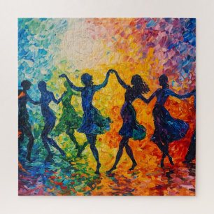 Colourful Silhouettes Dancing Jigsaw Puzzle