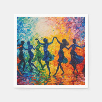 Colourful Silhouettes Dancing Napkin