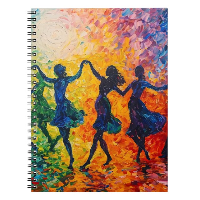 Colourful Silhouettes Dancing Notebook (Front)