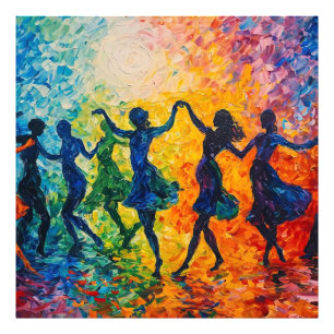 Colourful Silhouettes Dancing Photo Print