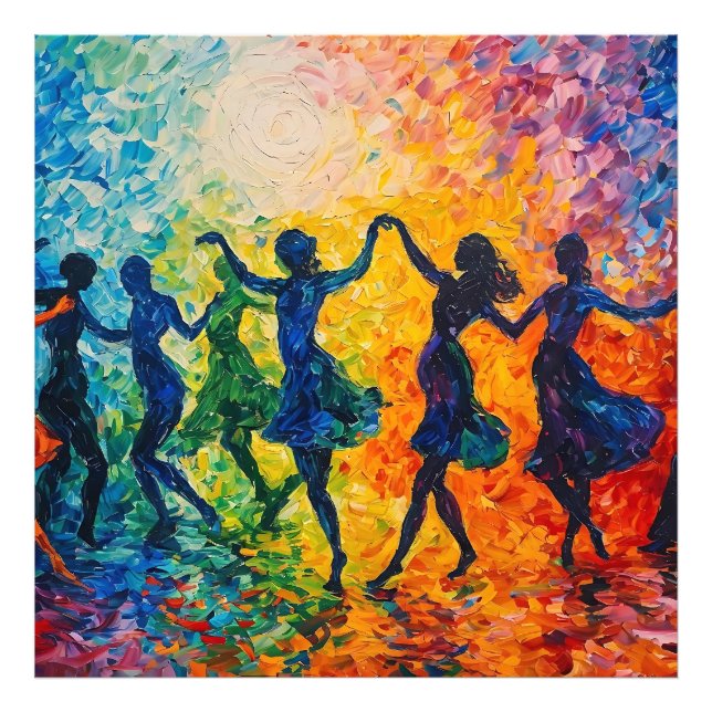 Colourful Silhouettes Dancing Photo Print (Front)