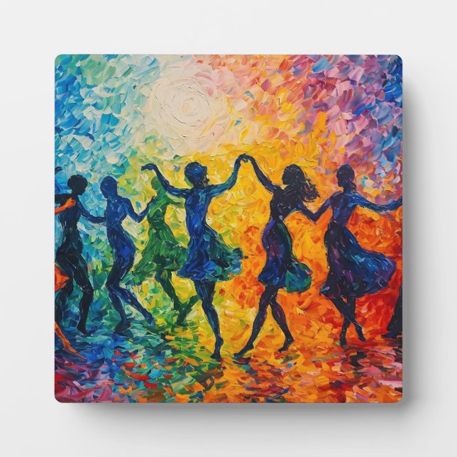Colourful Silhouettes Dancing Plaque (Front)