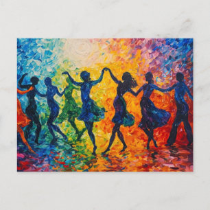 Colourful Silhouettes Dancing Postcard