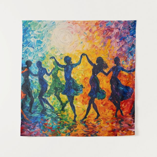 Colourful Silhouettes Dancing Tapestry (Front)