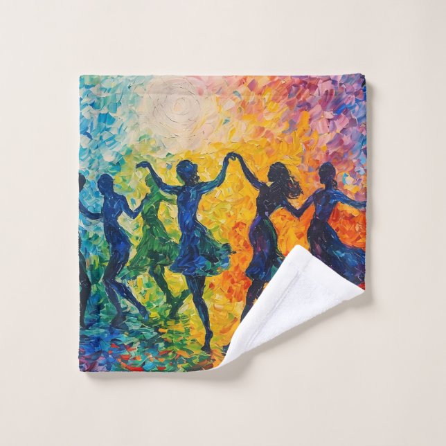 Colourful Silhouettes Dancing Wash Cloth (Wash Cloth)