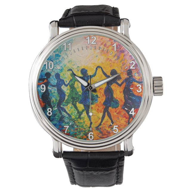 Colourful Silhouettes Dancing Watch (Front)