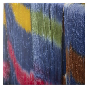 Colourful silk threads, Mandalay, Myanmar Tile