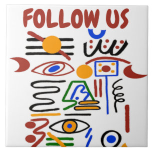 Colourful Silly Shapes, edit add text Ceramic Tile