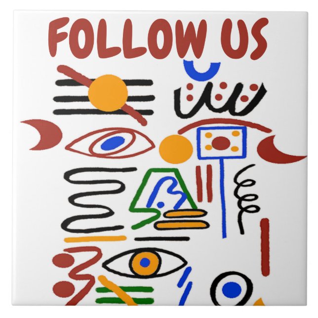 Colourful Silly Shapes, edit add text Ceramic Tile (Front)