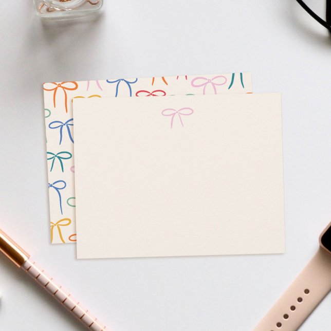 Colourful Simple Bow Personal Stationery Card (Creator Uploaded)