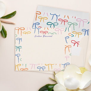 Colourful Simple Bows Personal Stationery Card