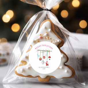 Colourful Simple Merry Christmas Classic Round Sticker