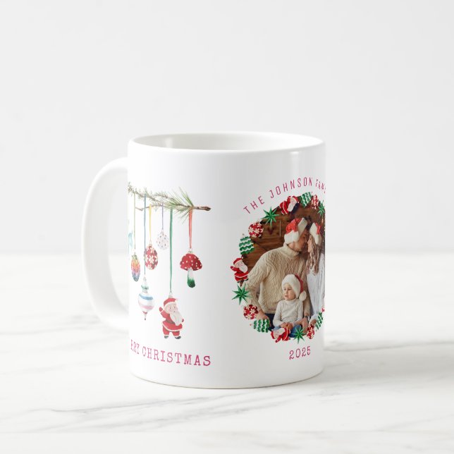 Colourful Simple Merry Christmas Photo Canlendar Coffee Mug (Front Left)