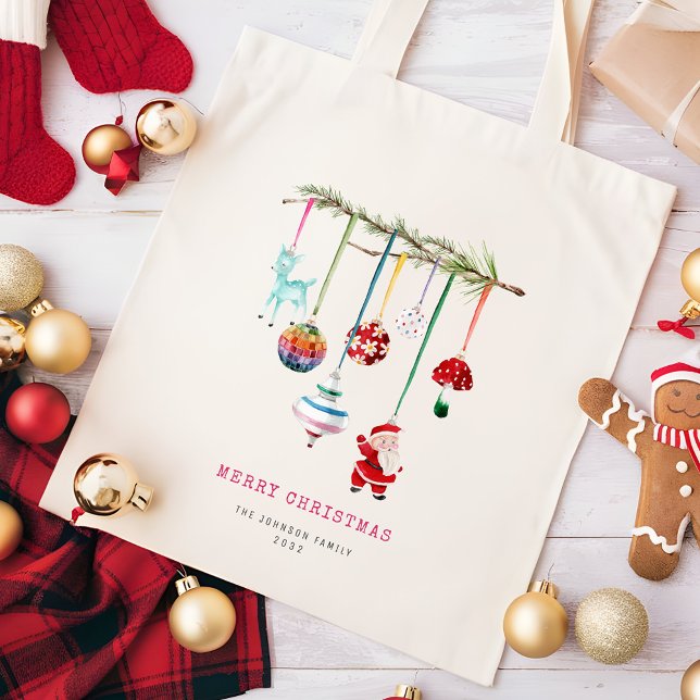 Colourful Simple Merry Christmas Tote Bag (Creator Uploaded)