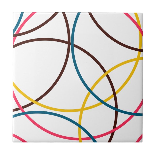 Colourful, simple modern cool, urban trendy circle ceramic tile (Front)