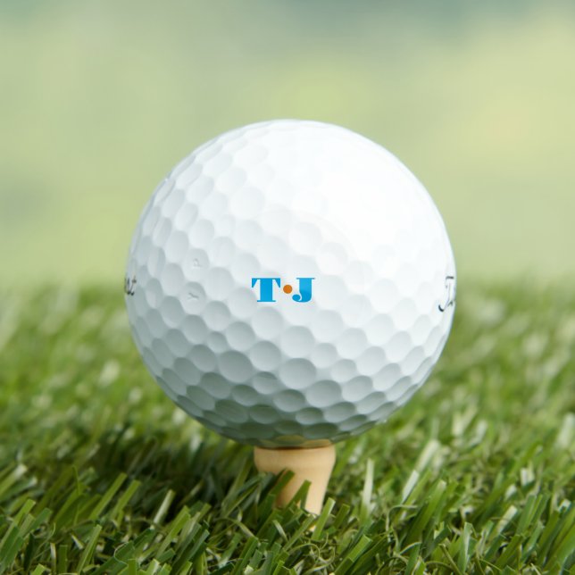 Colourful Simple Monogrammed Golf Balls (Insitu Tee)