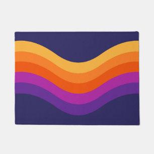 Colourful simple retro style waves design doormat