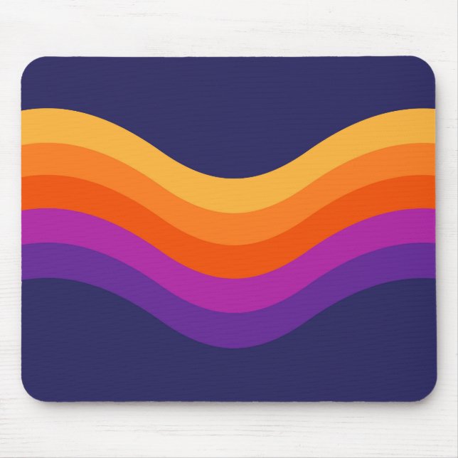 Colourful simple retro style waves design  mouse pad (Front)