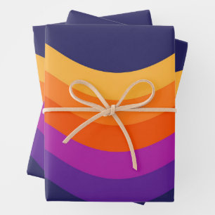 Colourful simple retro style waves design  wrapping paper sheet