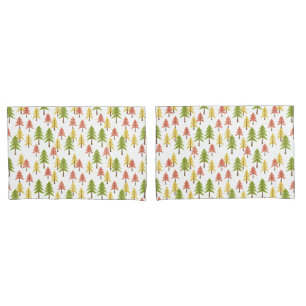 Colourful Simple Rustic Forest Pinetree Art Patter Pillowcase
