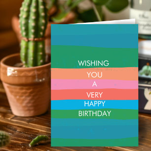 Colourful Simple Stripes HAPPY BIRTHDAY CUSTOM Car Card