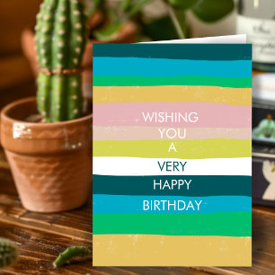 Colourful Simple Stripes HAPPY BIRTHDAY CUSTOM Car Card
