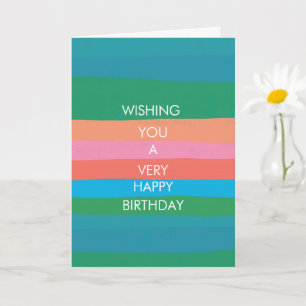 Colourful Simple Stripes HAPPY BIRTHDAY CUSTOM Car Card