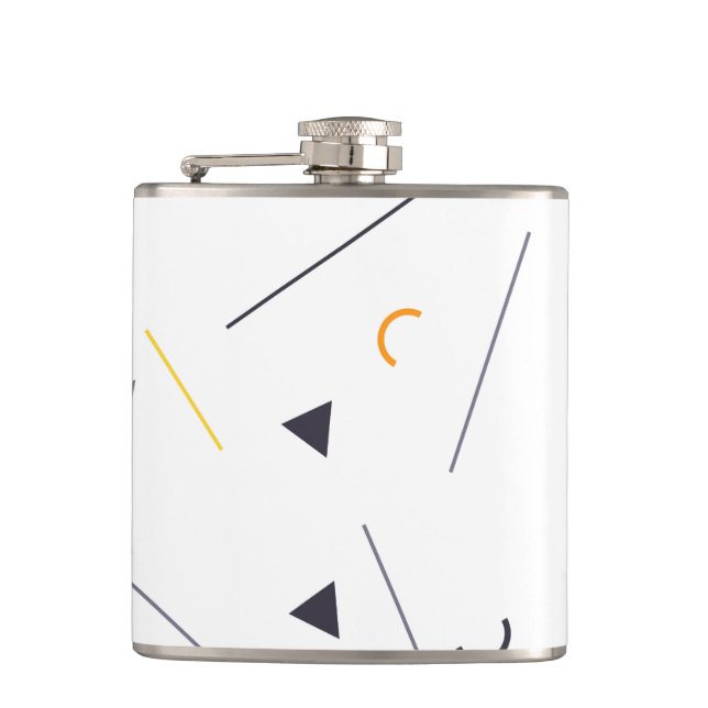 Colourful, simple, trendy, urban geometric design hip flask (Front)