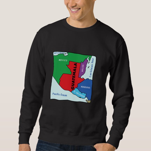 Colourful simplified Guatemala map, neighbouring c Sweatshirt (Front)