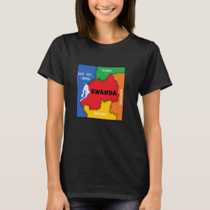 Colourful simplified Rwanda map, neighbouring coun T-Shirt