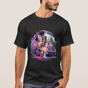 Colourful Singer With Guitar and Tour Bus T-Shirt