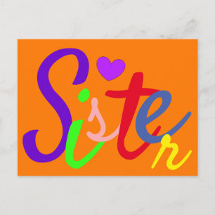 Colourful Sister Love Postcard