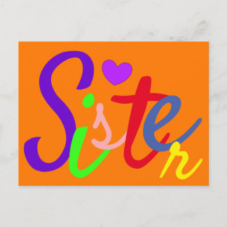 Colourful Sister Love Postcard