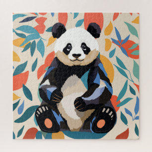 Colourful Sitting Panda Bear Matisse Inspired Jigsaw Puzzle