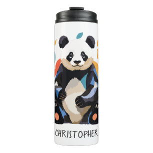 Colourful Sitting Panda Bear Matisse Inspired Name Thermal Tumbler