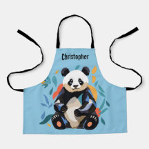 Colourful Sitting Panda Bear Personalised Name Blu