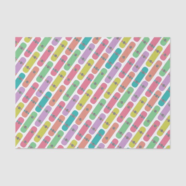Colourful Skateboard Pattern Tissue Paper (Front)
