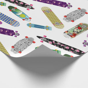 Colourful Skateboard Pattern Wrapping Paper