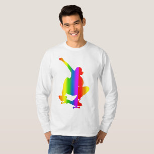 Colourful Skateboarding Rainbow Long Sleeve T-Shir T-Shirt