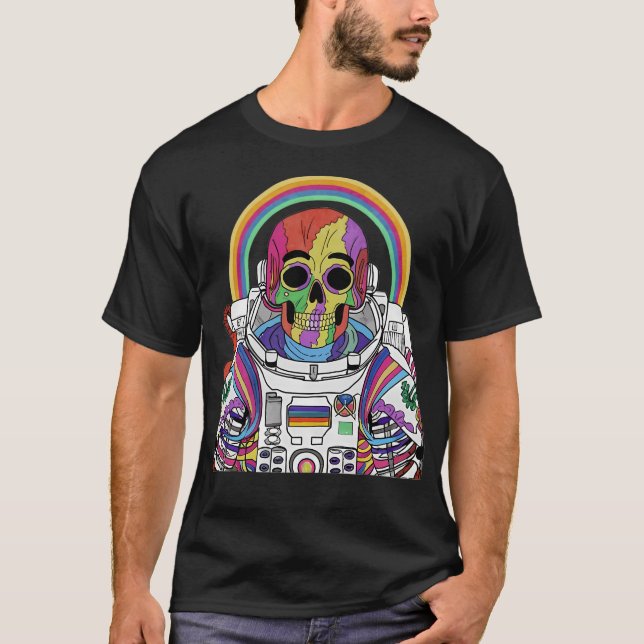 Colourful Skeleton Astronaut T-Shirt (Front)