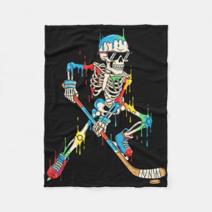 Colourful Skeleton Hockey Ice Cream Drip Player Fleece Blanket