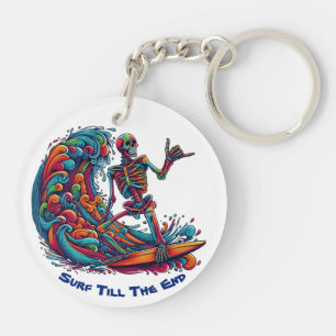 Colourful Skeleton Surfer Key Ring