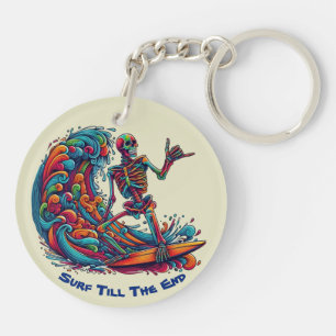 Colourful Skeleton Surfer Key Ring