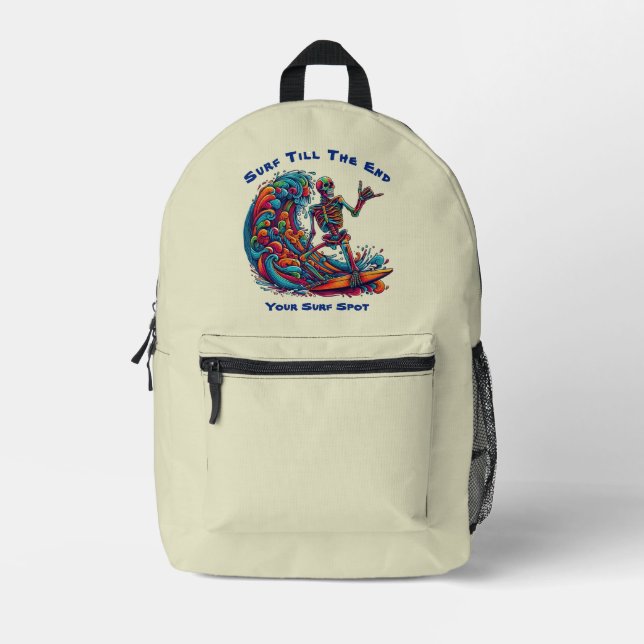 Colourful Skeleton Surfer Printed Backpack (Front)