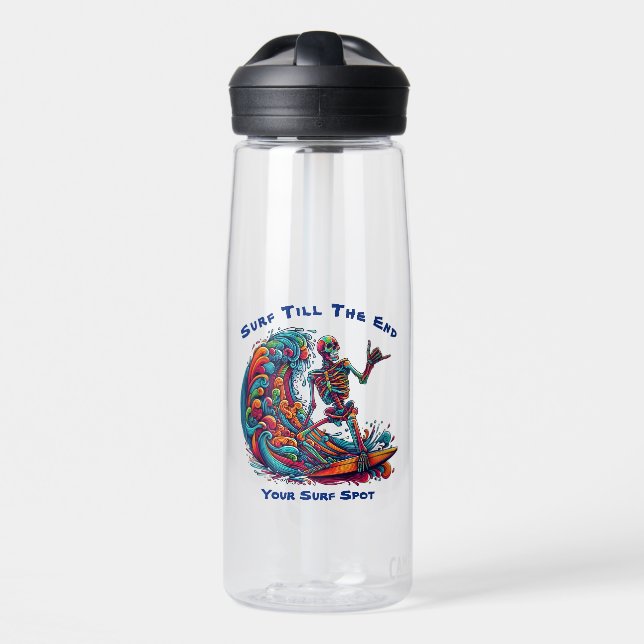 Colourful Skeleton Surfer Water Bottle (Front)