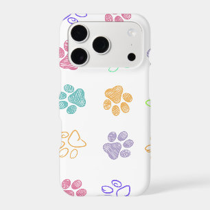 Colourful Sketch Paw Prints Phone Case