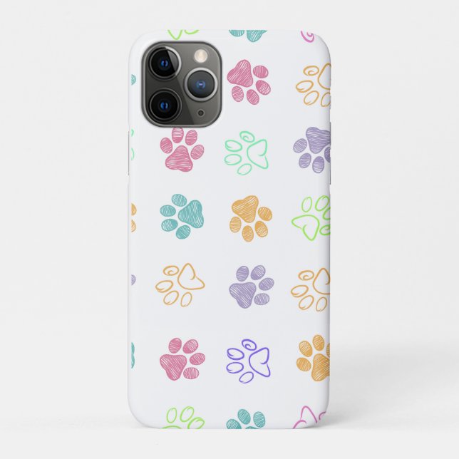 Colourful Sketch Paw Prints Phone Case  (Back)