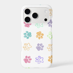 Colourful Sketch Paw Prints Phone Case 